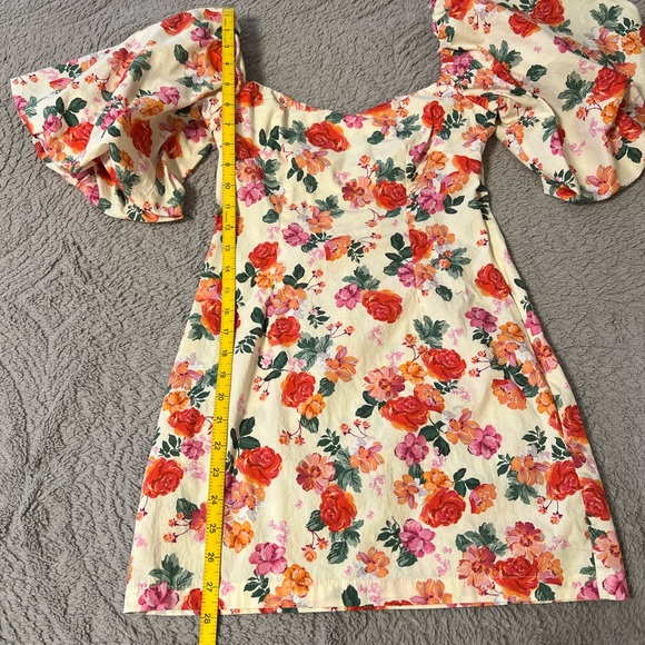 Zara Ivory Floral Dress with Balloon Sleeves - Picture 8 of 11